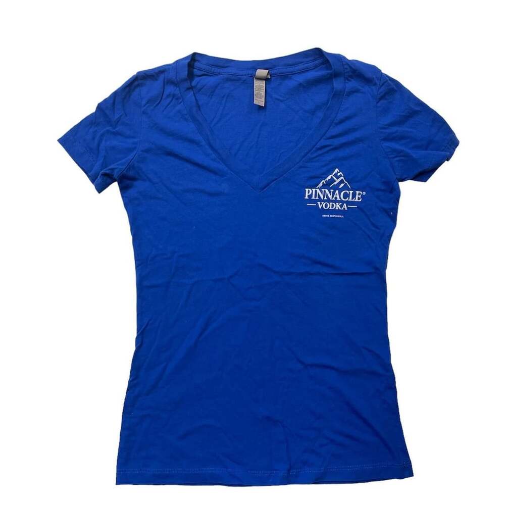 Next Level Apparel Pinnacle Vodka V-Neck Tee Size L Blue